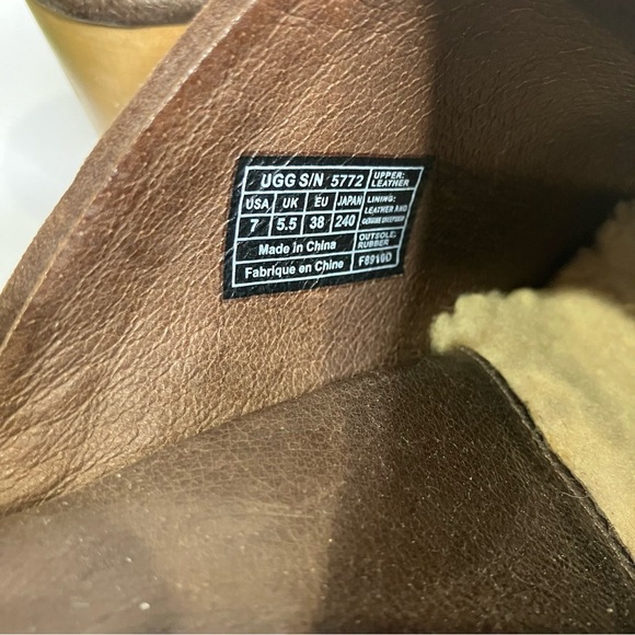 UGG Abbie clog mules brown suede shearling lined women’s size 7 casual boho - Picture 9 of 9